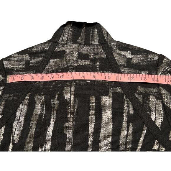 Kay Unger New York Zip Front Blazer Jacket Size 6 Black Silver Metallic Unique - Picture 12 of 12